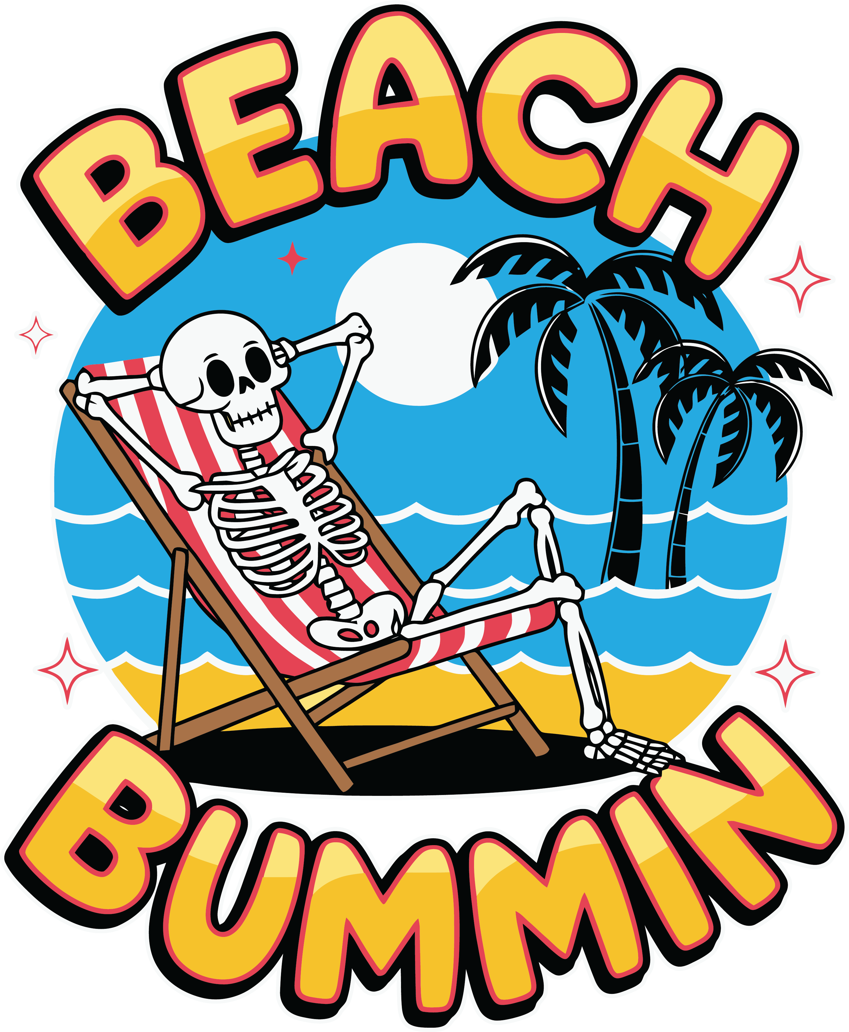 Beach Bummin Skeleton Decal