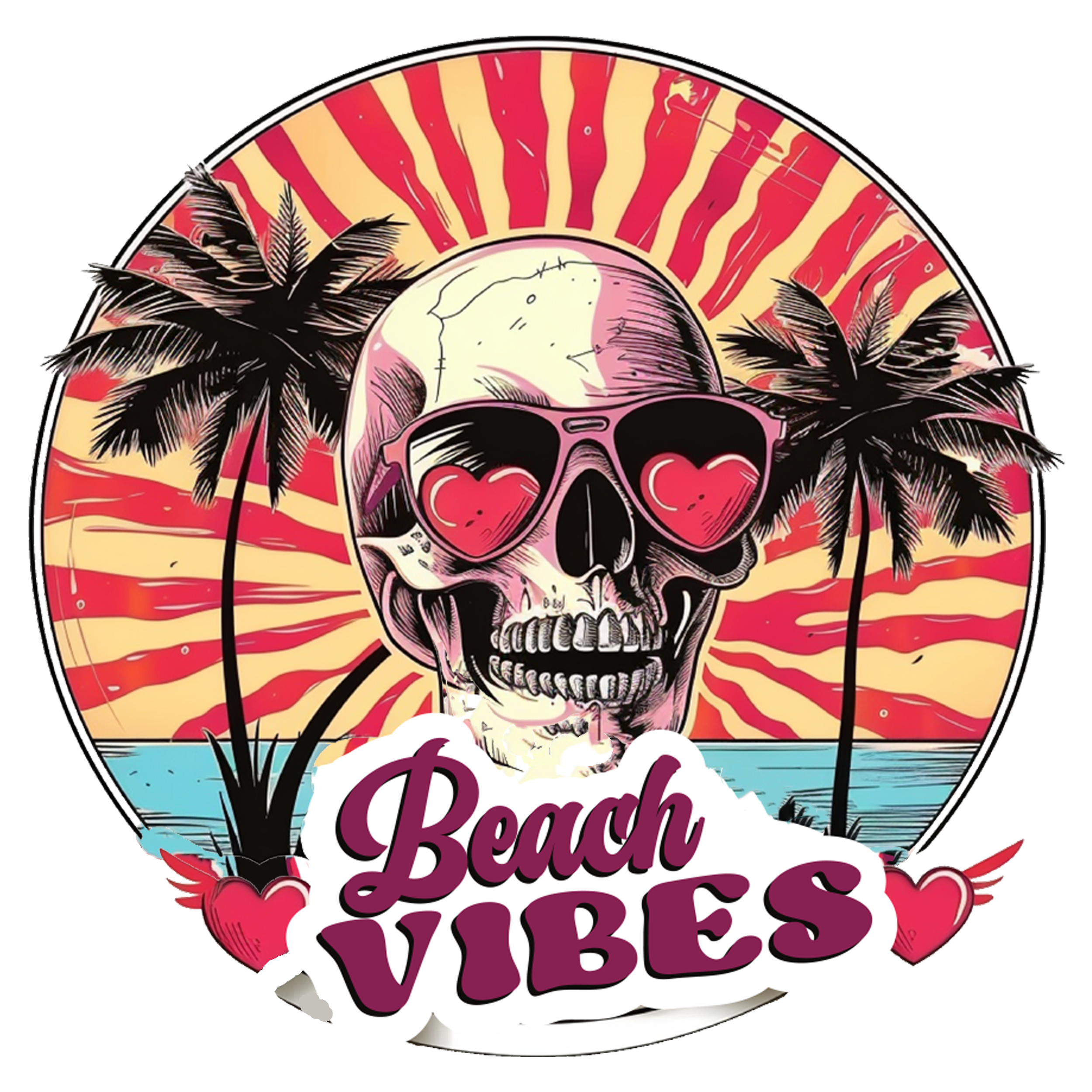 Beach Vibes Skull Decal