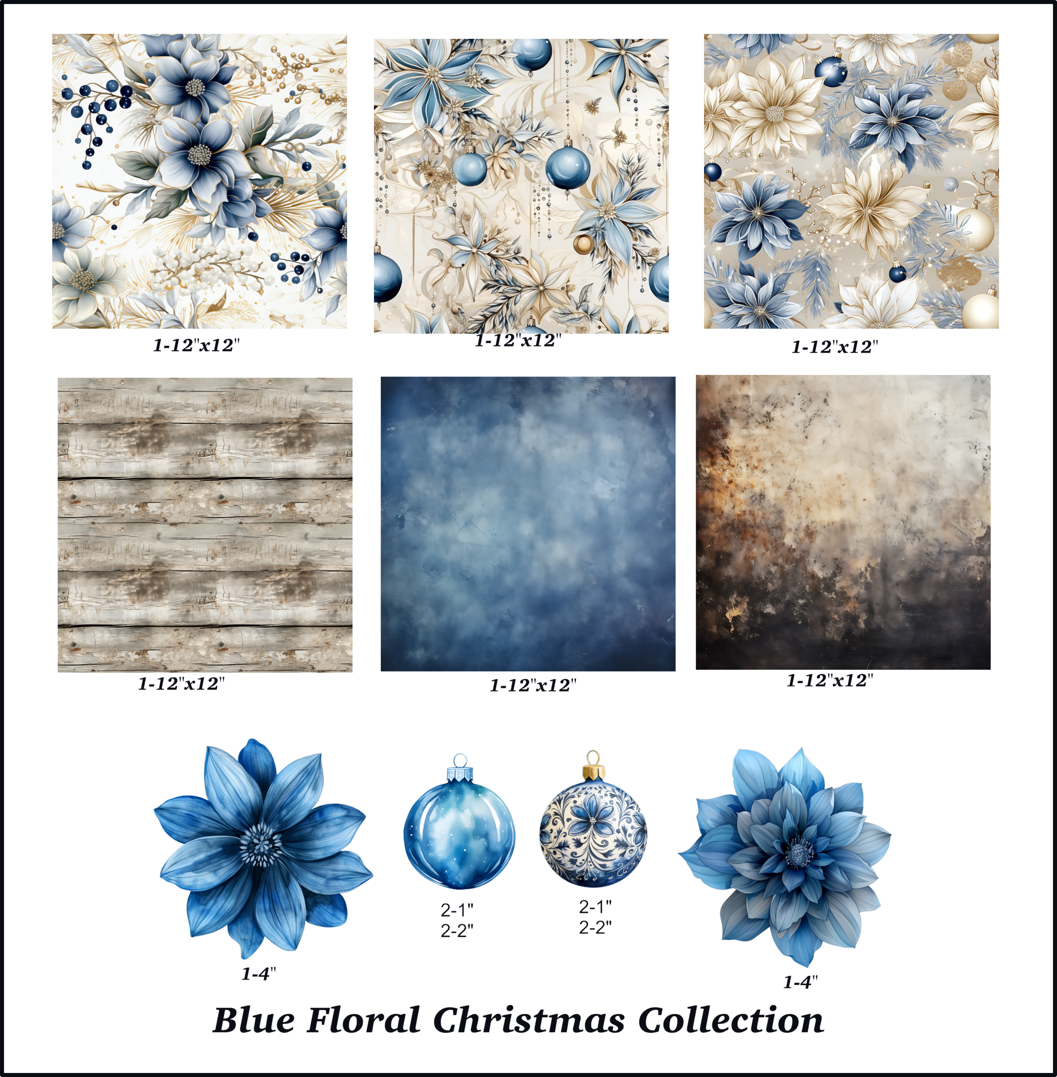 Blue Floral Christmas Collection