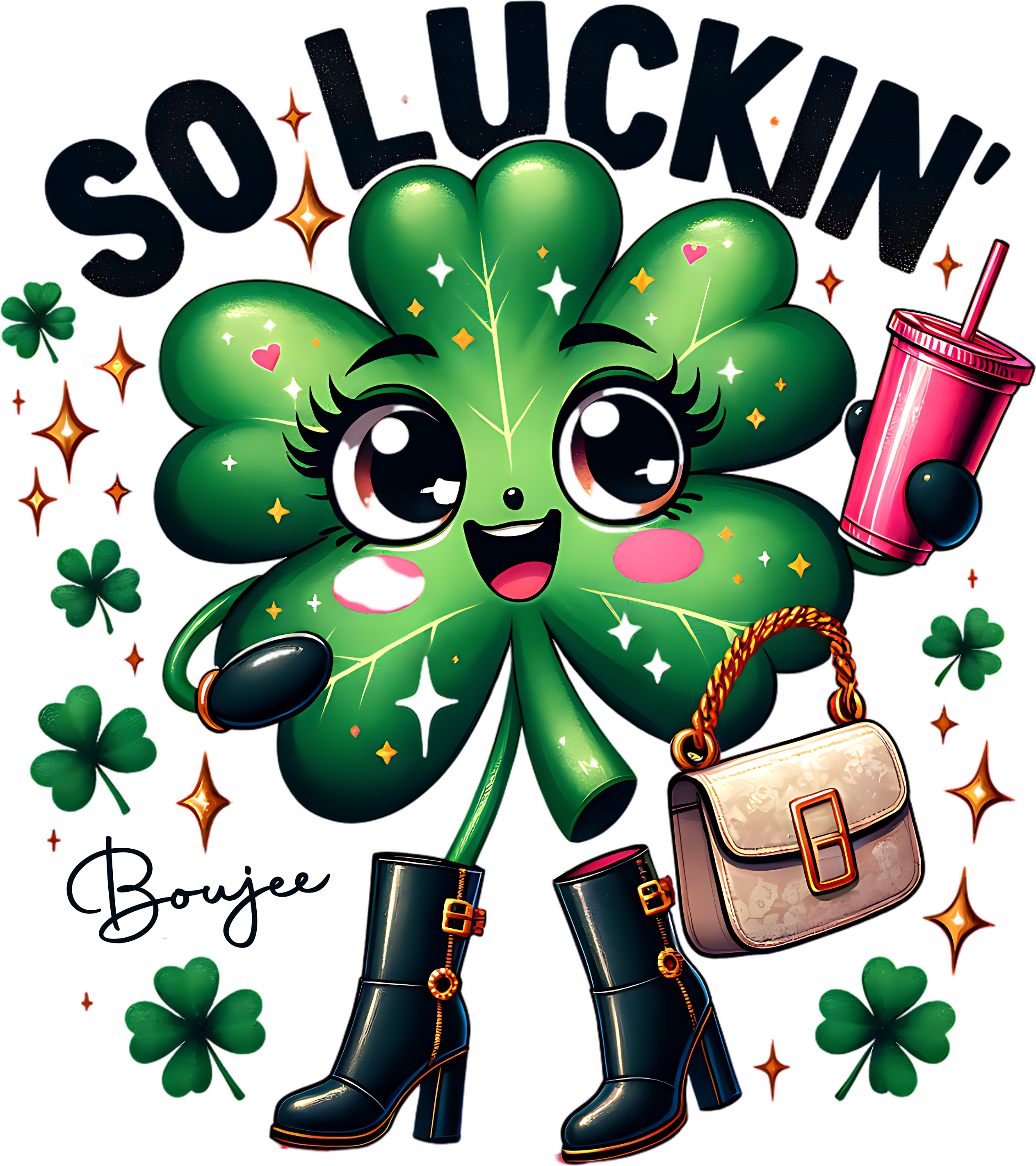 St. Patrick's Day Collection- Boujie Clover UVDTF Decal