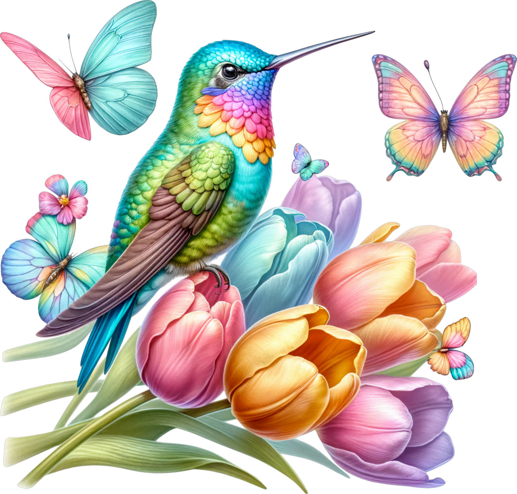 Hummingbird in flowers 2