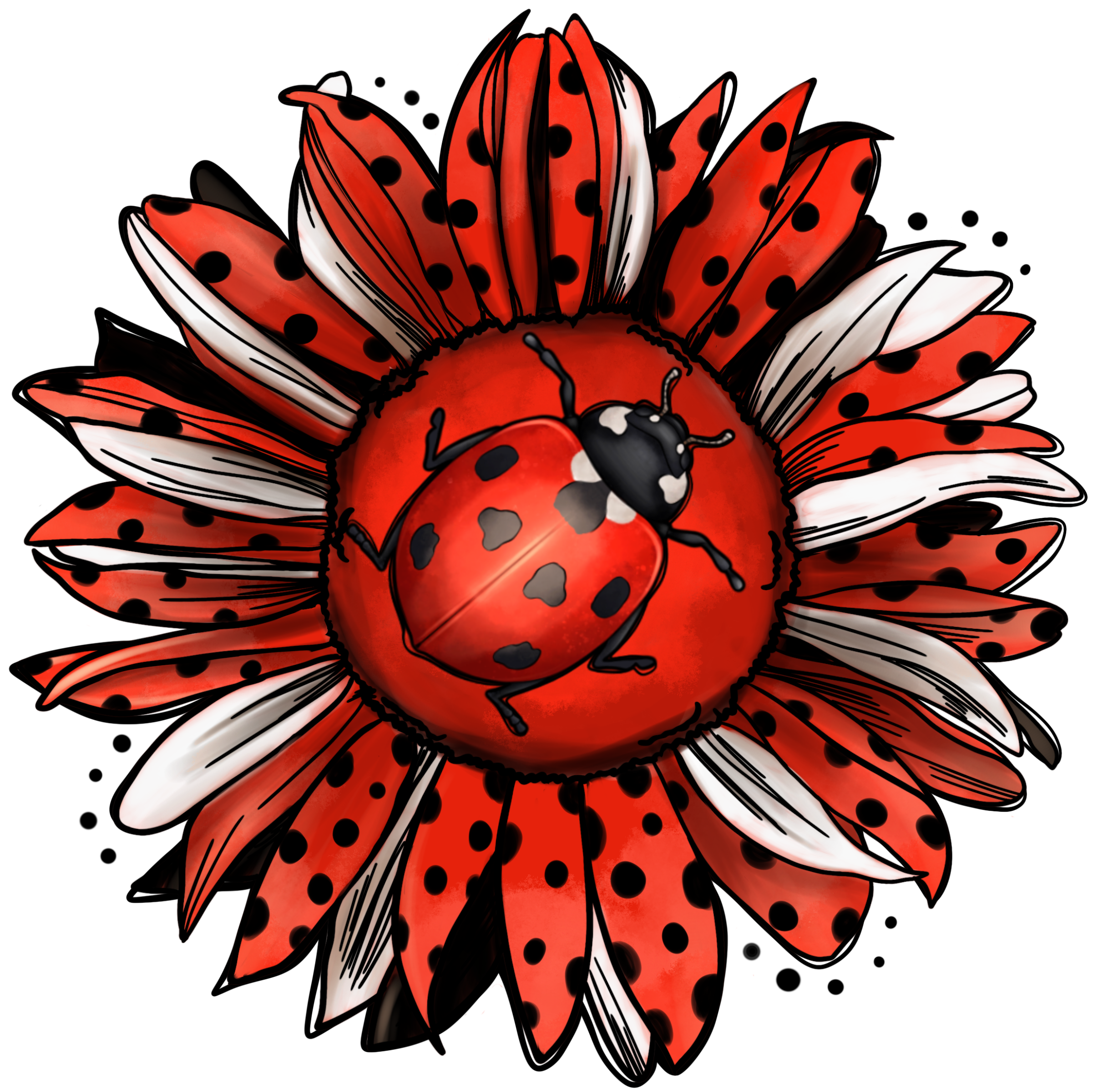 Ladybug Sunflower Decal