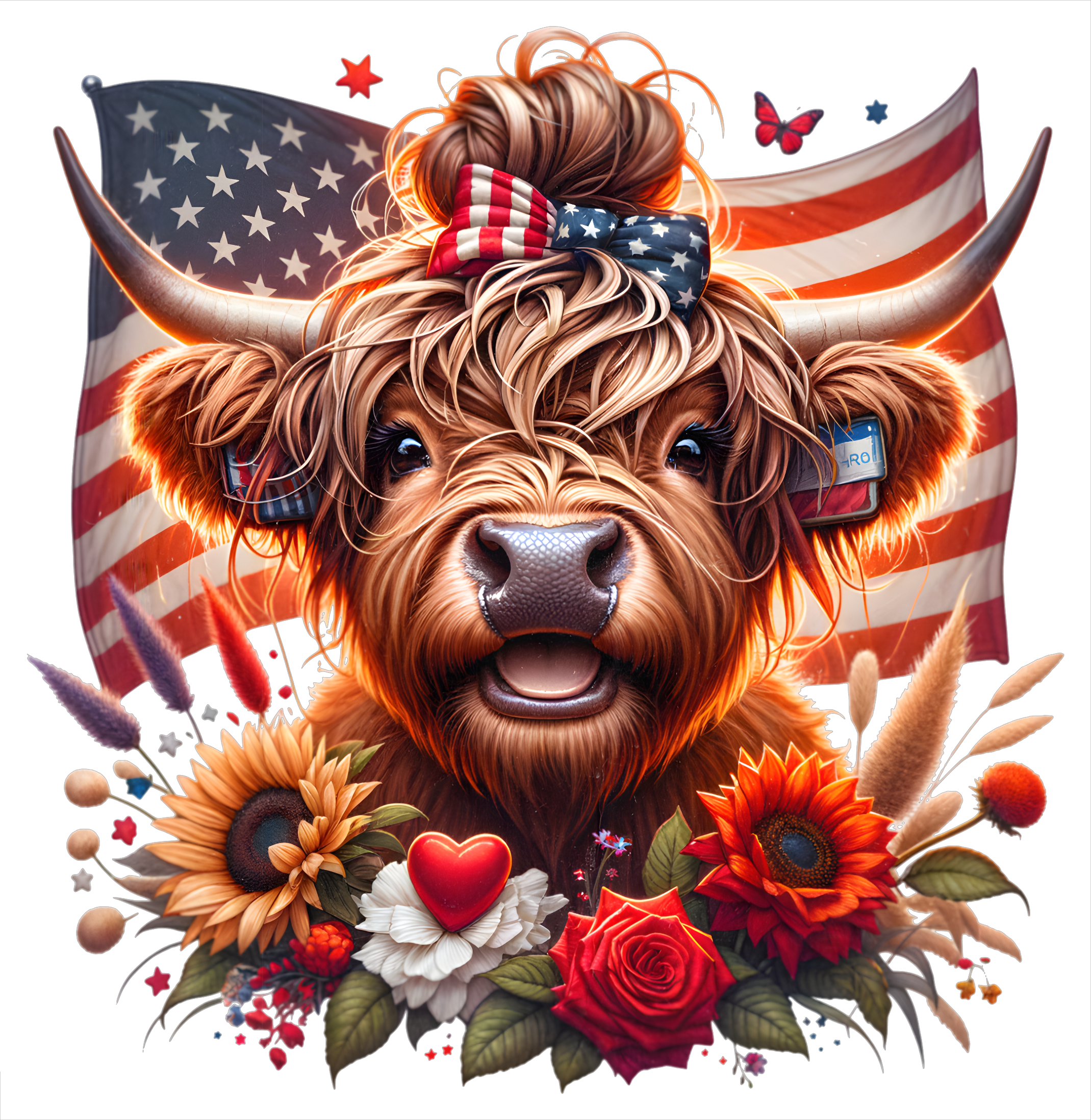 Patriotic Highland Cow 3