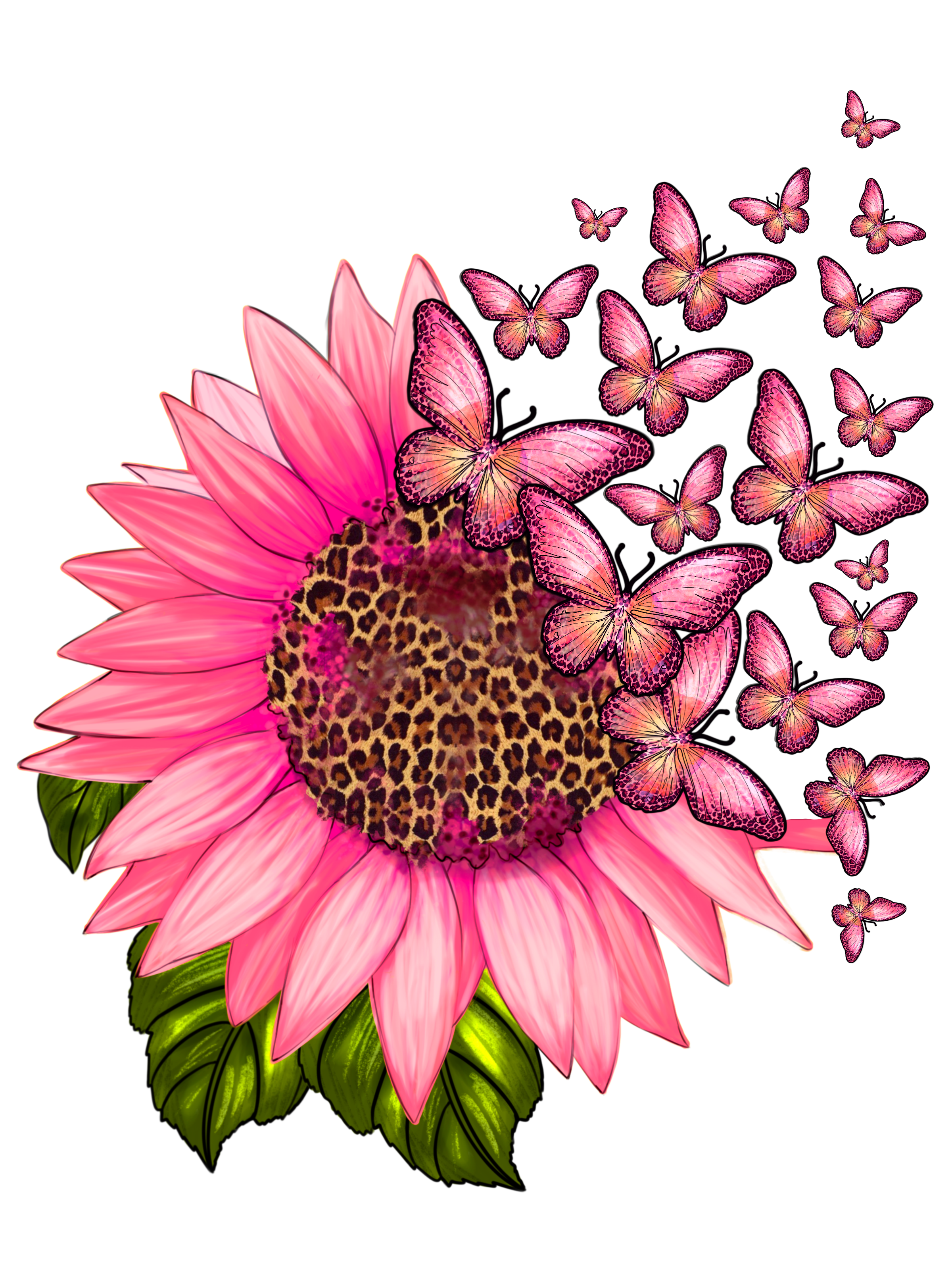 Pink Sunflower Butterfly