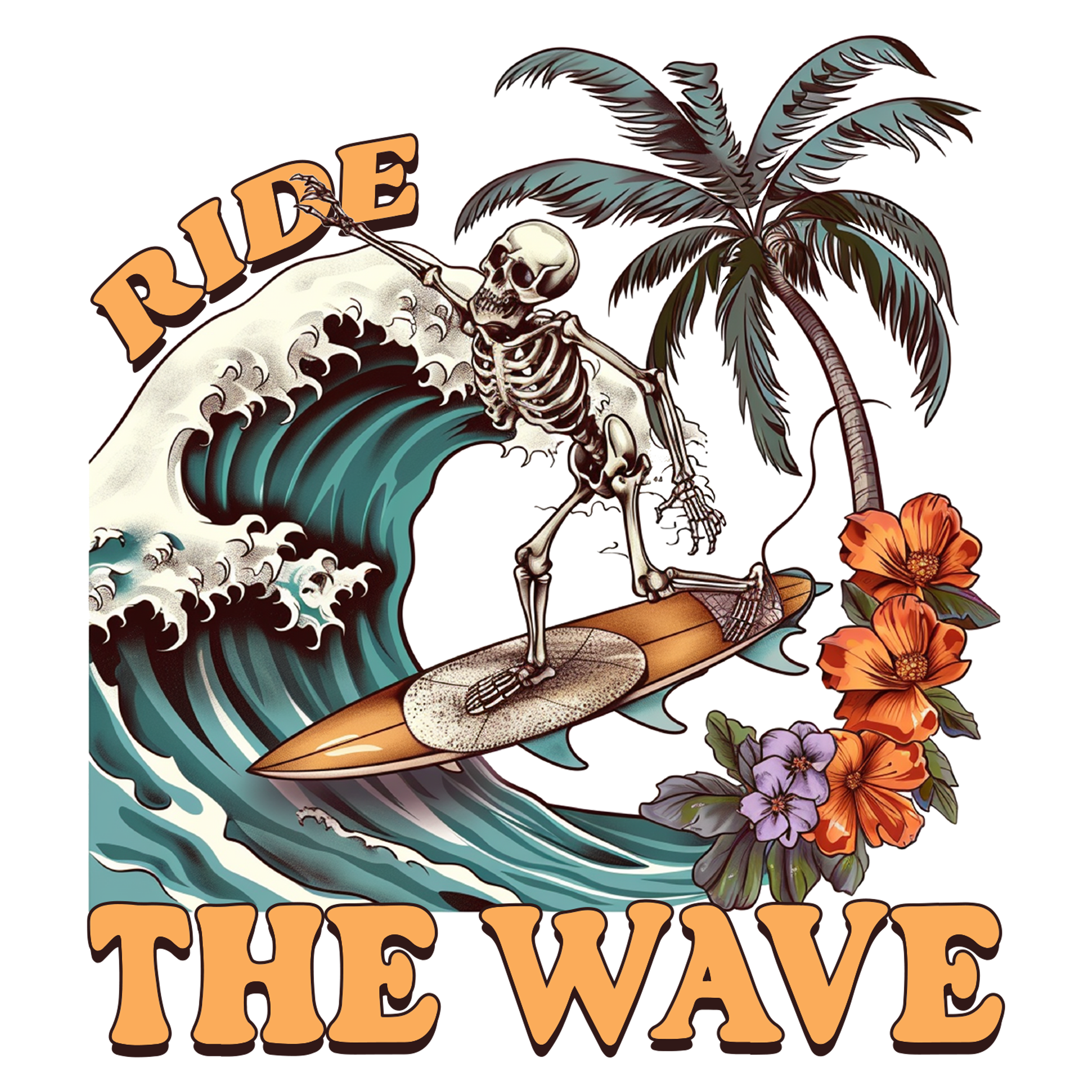 Ride The Wave Skeleton Decal