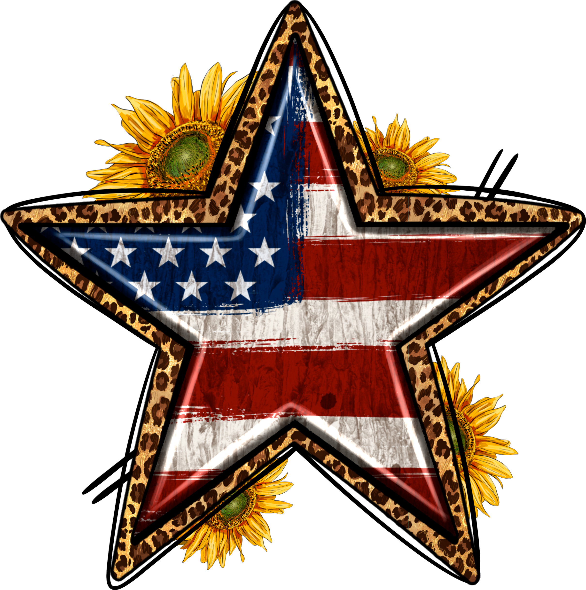 Flag Leopard Sunflower Decal