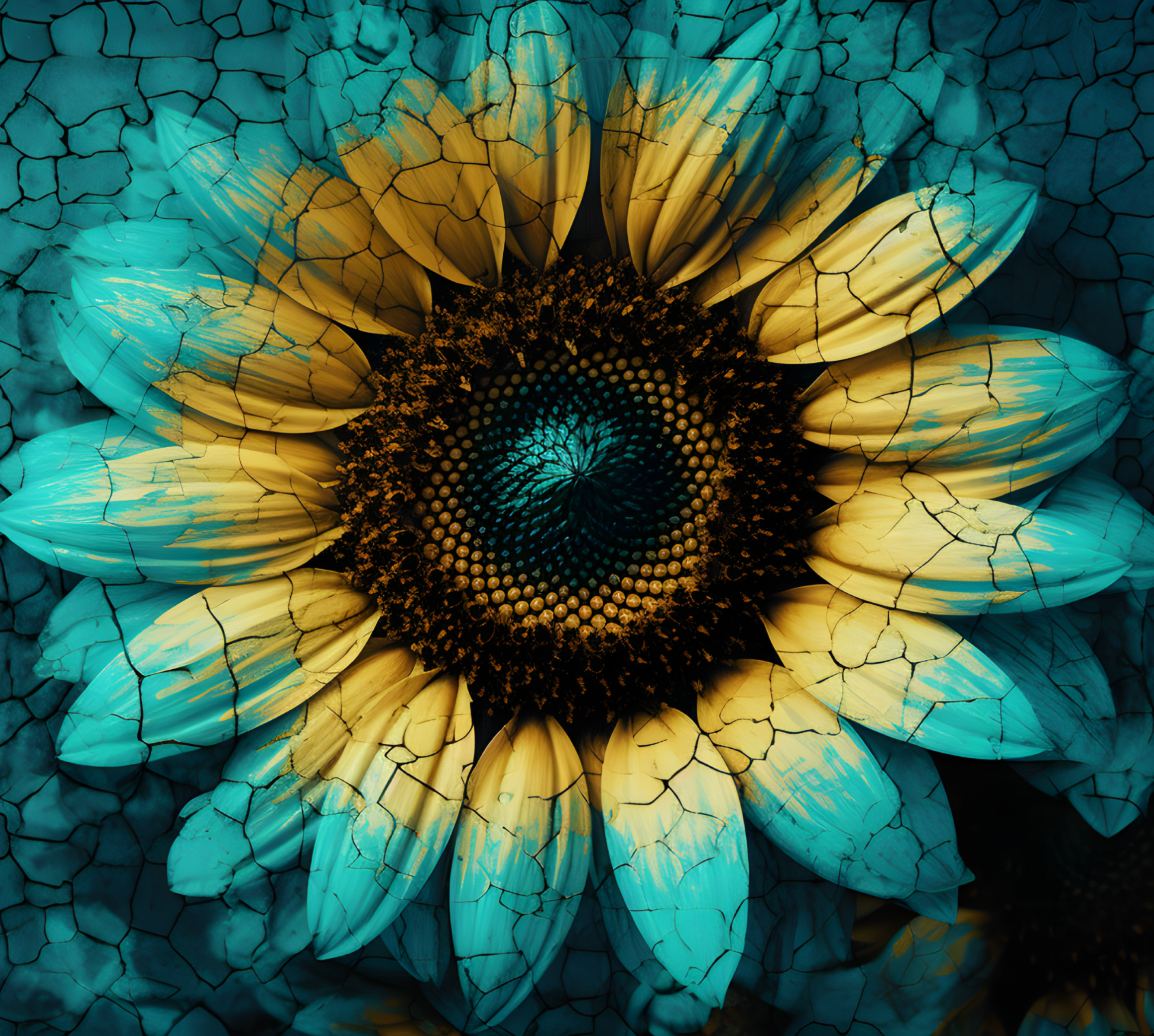 Teal Sunflower