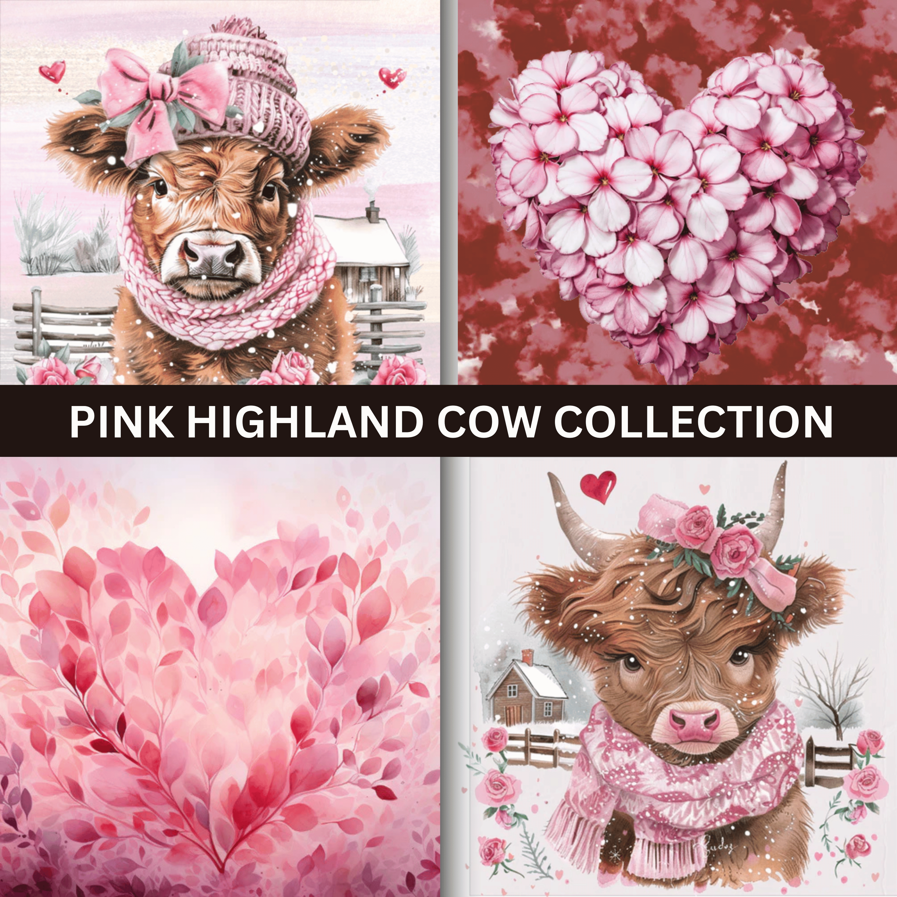 Pink Highland Cow Collection