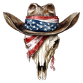 Patriotic Bull Skull w Hat
