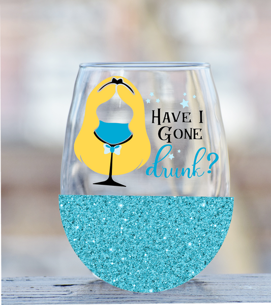 Alice in Wonderland wine glass