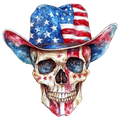 Patriotic Skull w Cowboy Hat