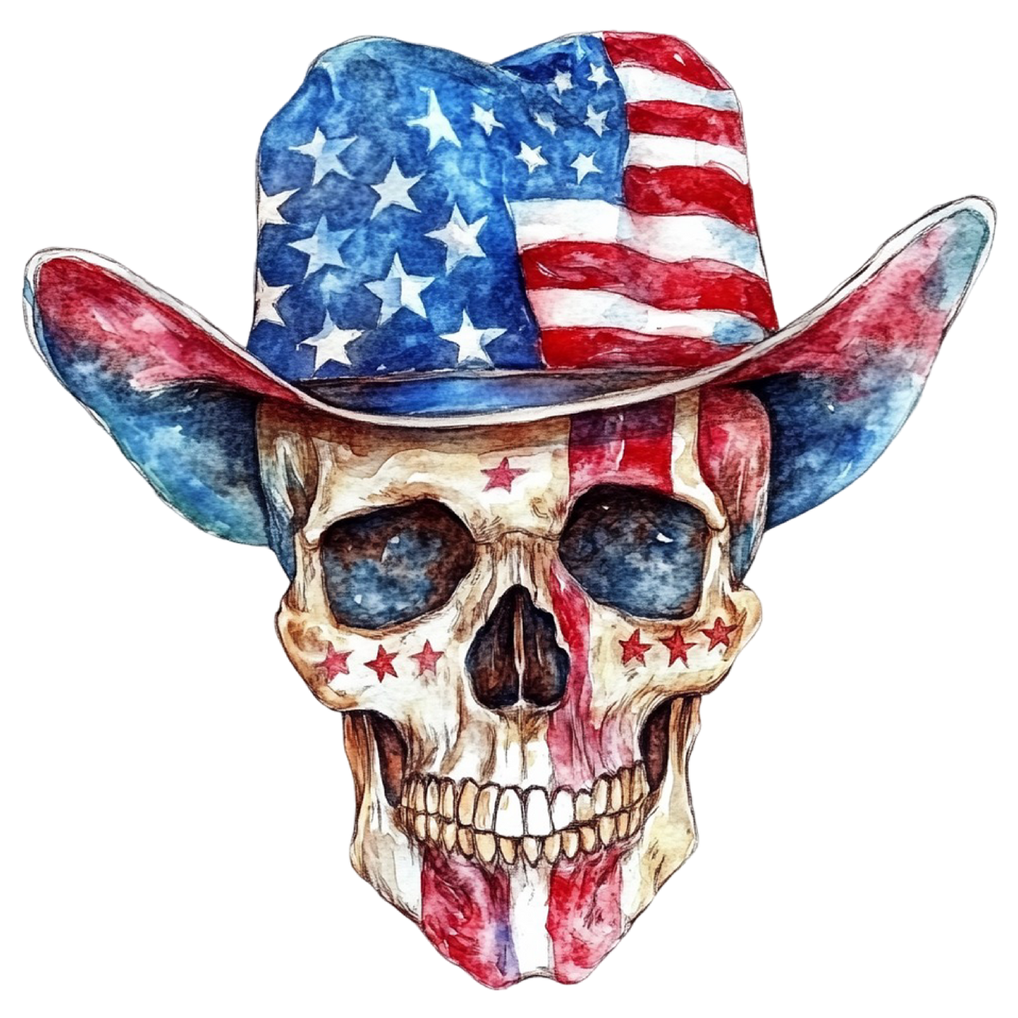 Patriotic Skull w Cowboy Hat