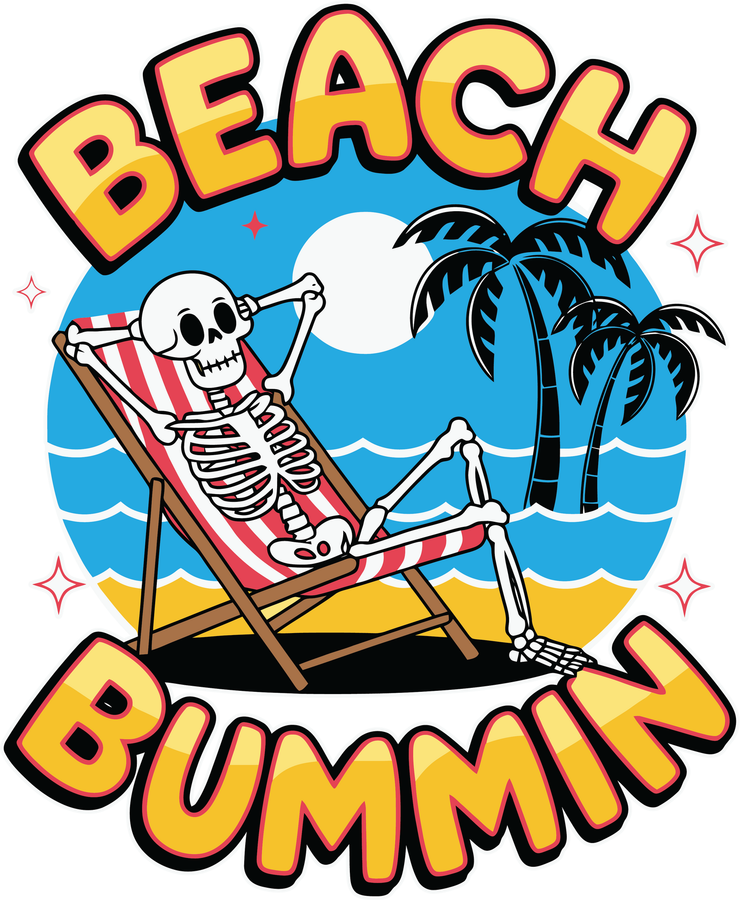 Beach Bummin Skeleton Decal