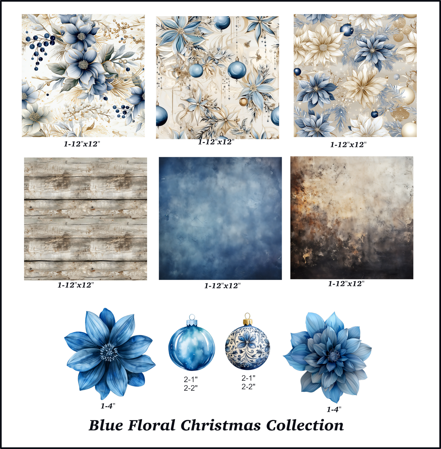 Blue Floral Christmas Collection