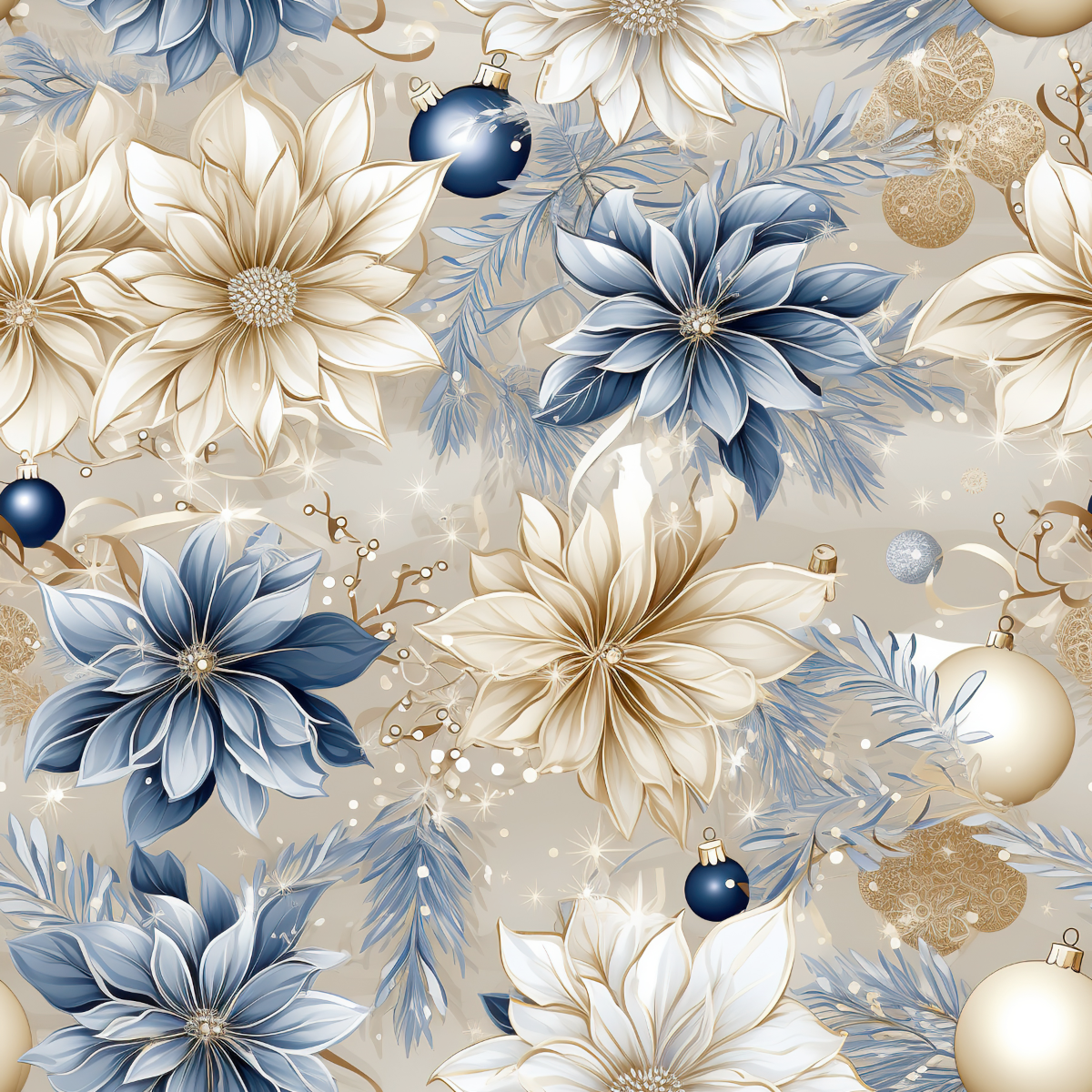 Blue Floral Christmas Collection -Vinyl 3