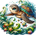 CLEAR Colorful Sea Turtle