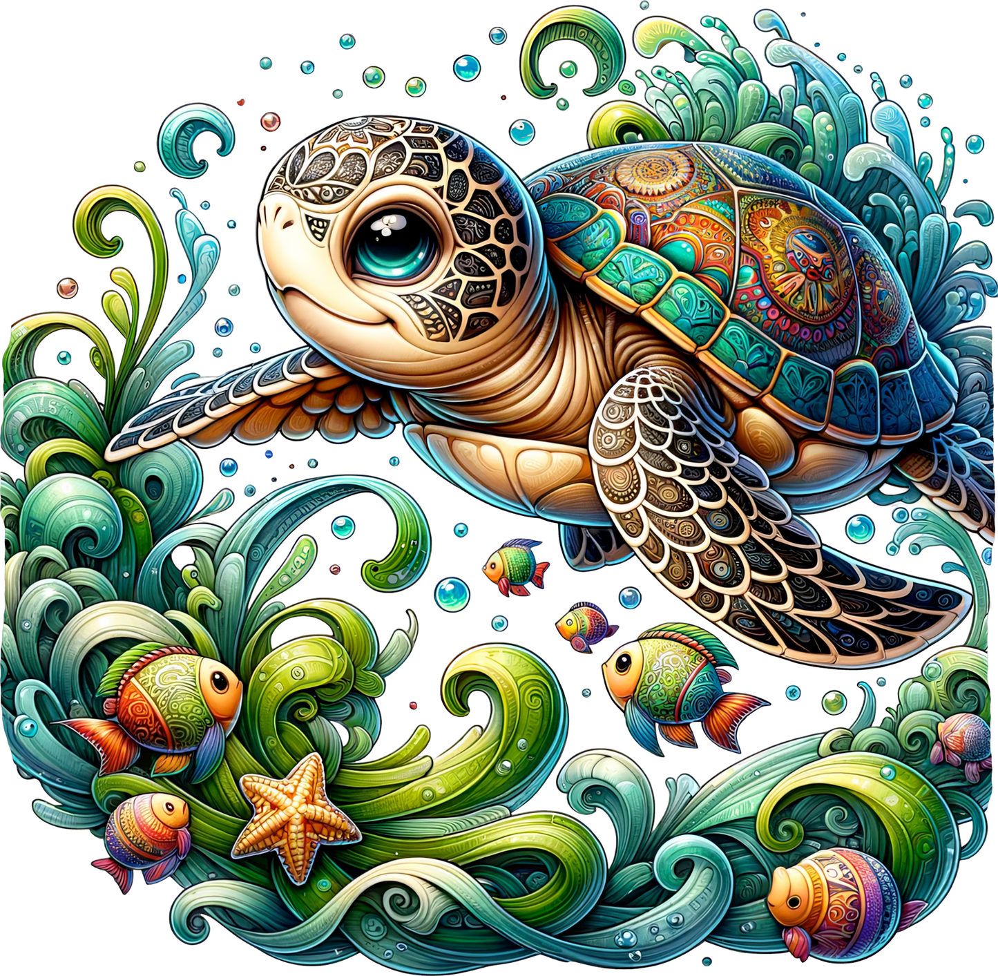 CLEAR Colorful Sea Turtle