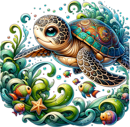 CLEAR Colorful Sea Turtle