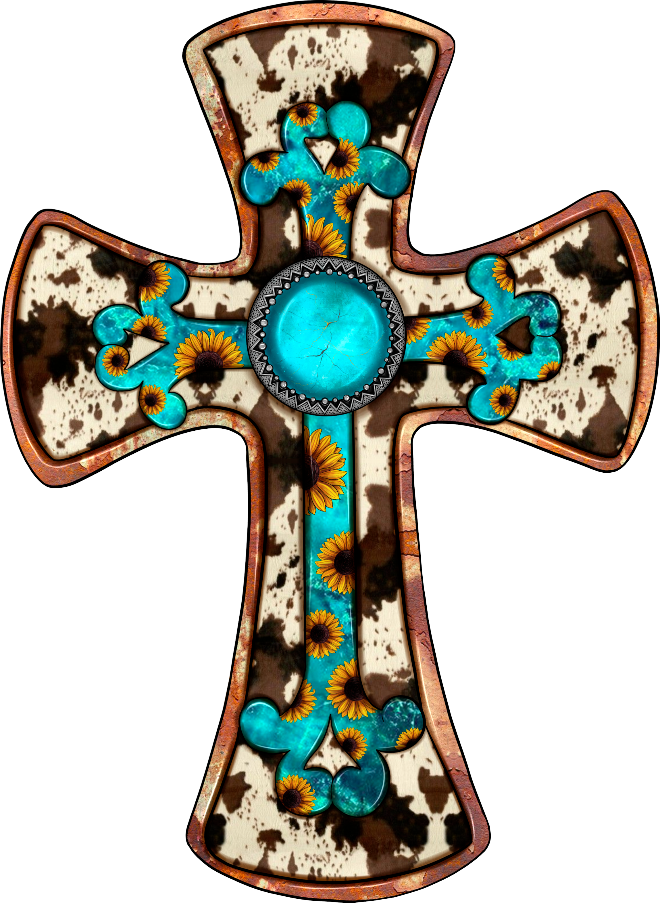 Cowhide Gemstone Cross