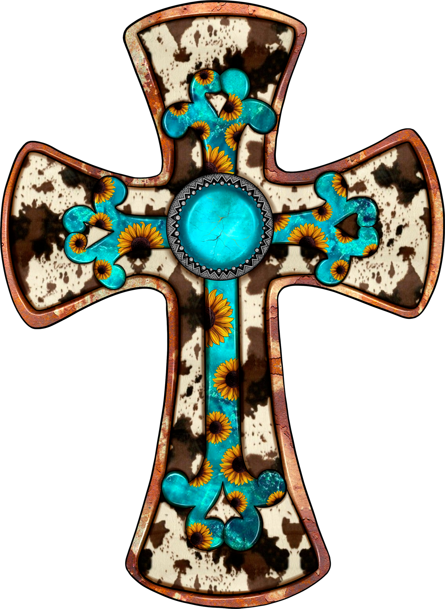 Cowhide Gemstone Cross