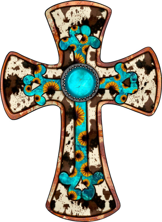 Cowhide Gemstone Cross