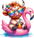 Cow on Pink Flamingo