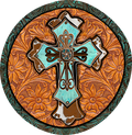 Cross on Tooled Leather