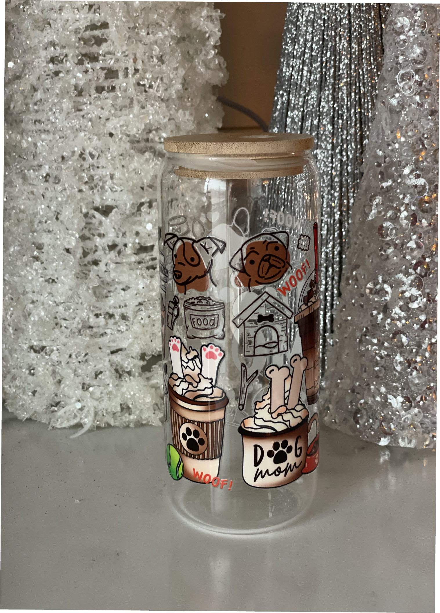 Dog Mom 20 oz glass can tumbler