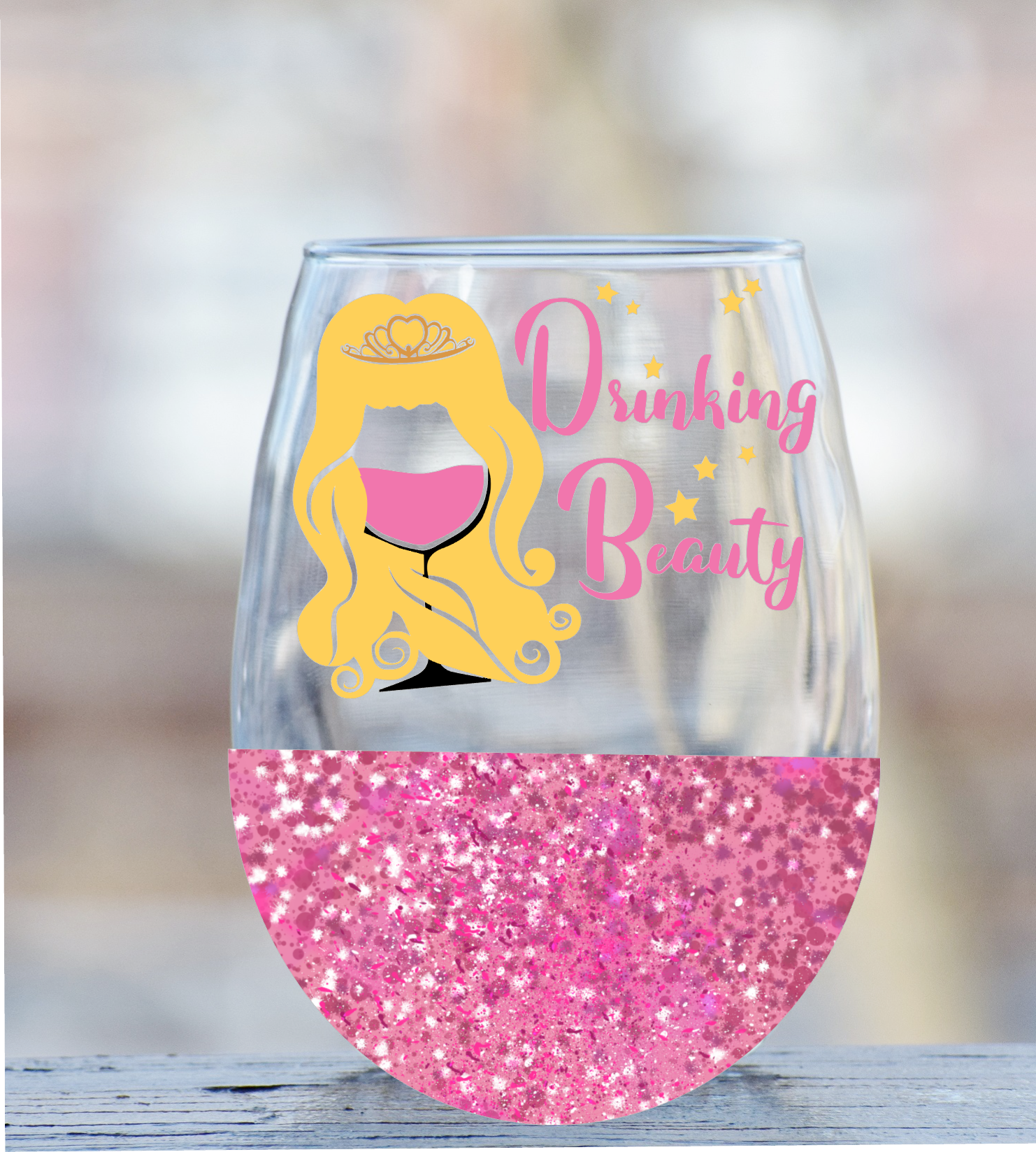Sleeping -Drinking beauty wine glass