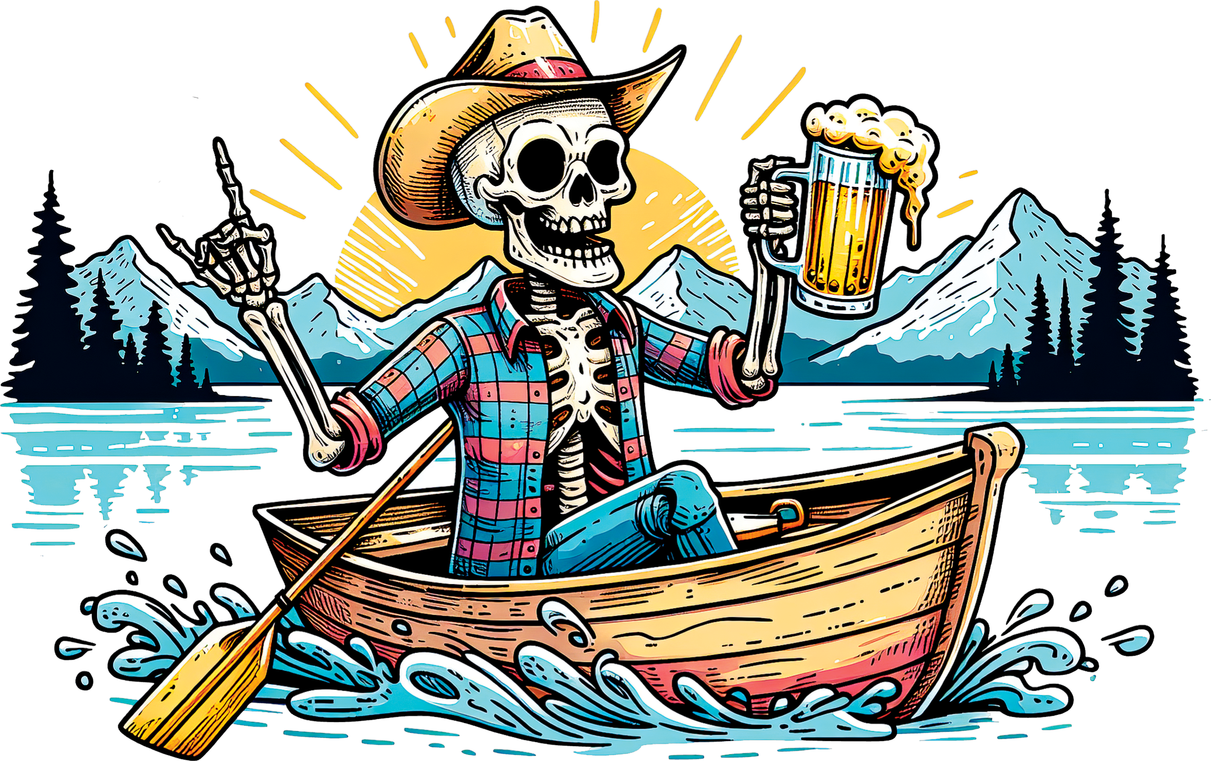 Fishing Skeleton with Beer