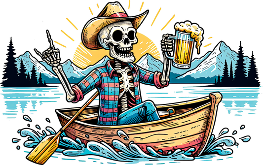 Fishing Skeleton with Beer