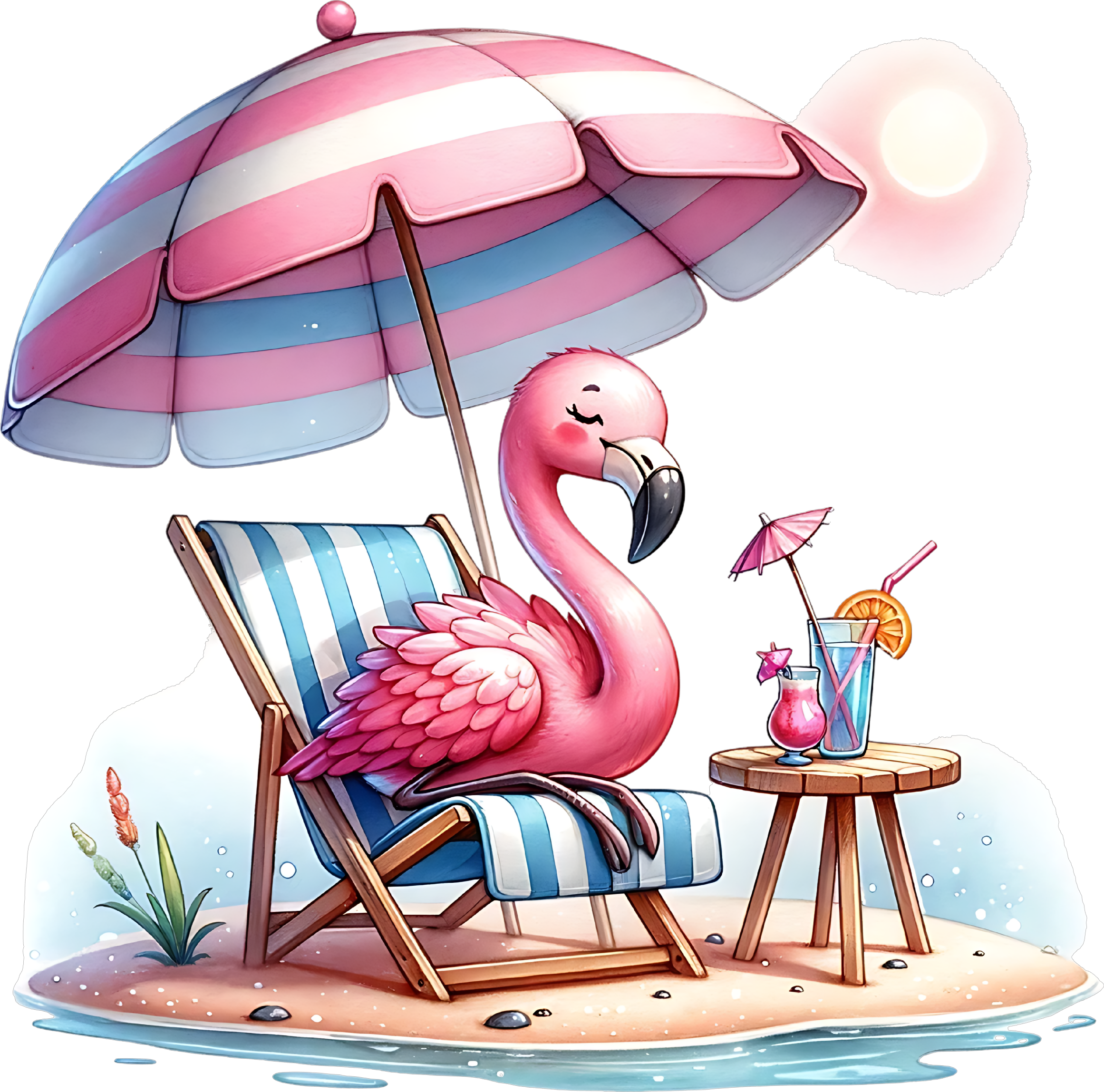 Flamingo Beach Chair Decal