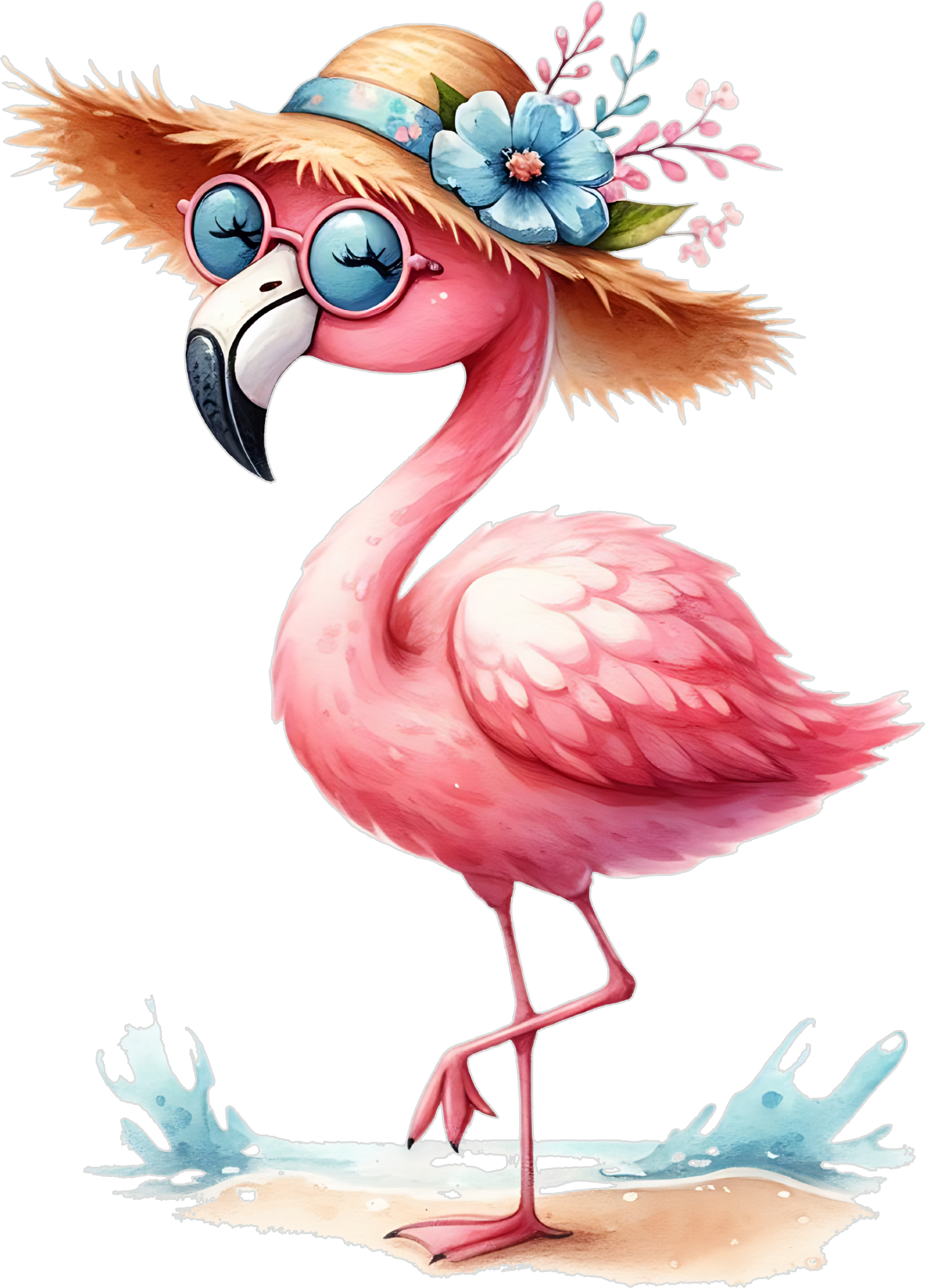 Flamingo w Hat Decal