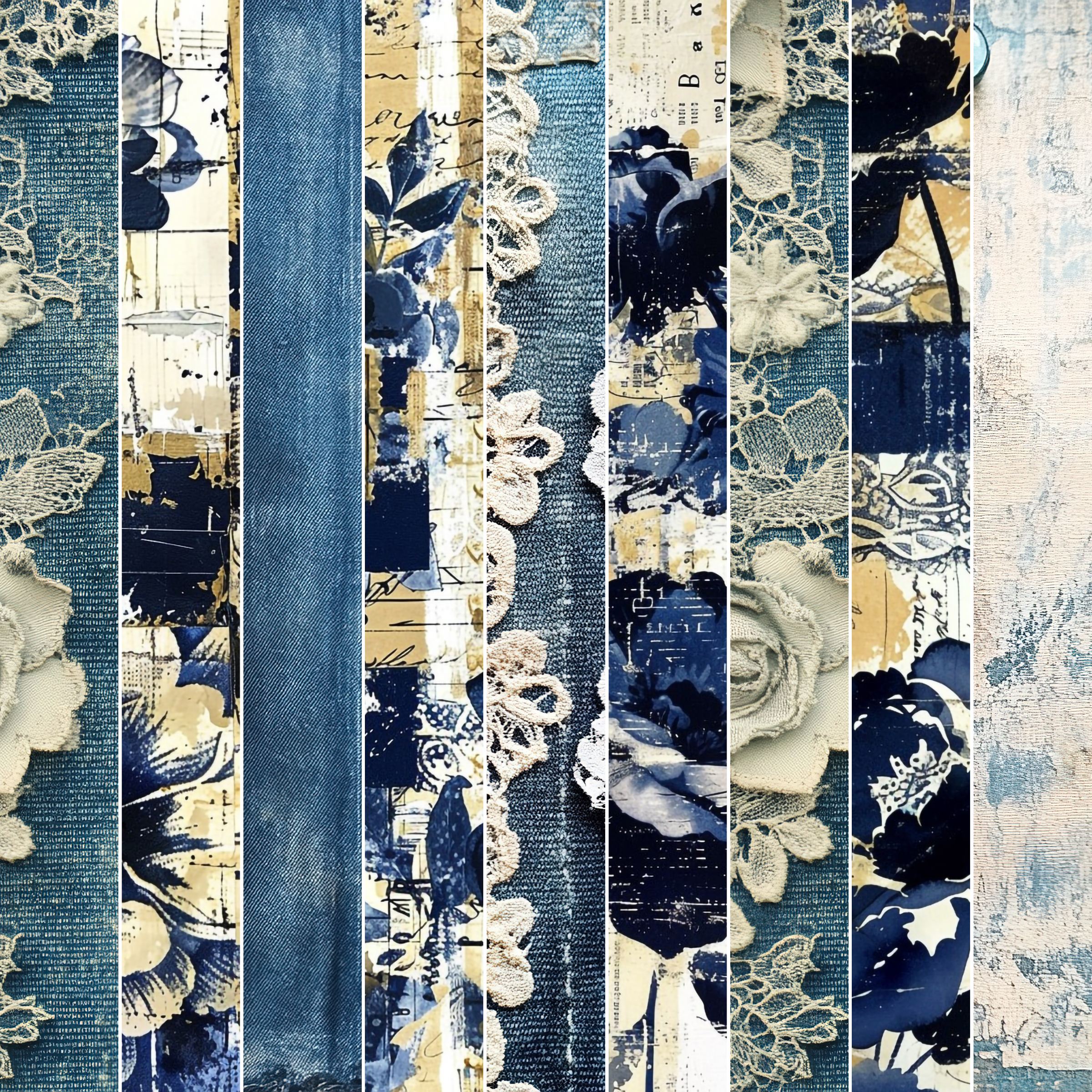 Floral Jean Mixed Media