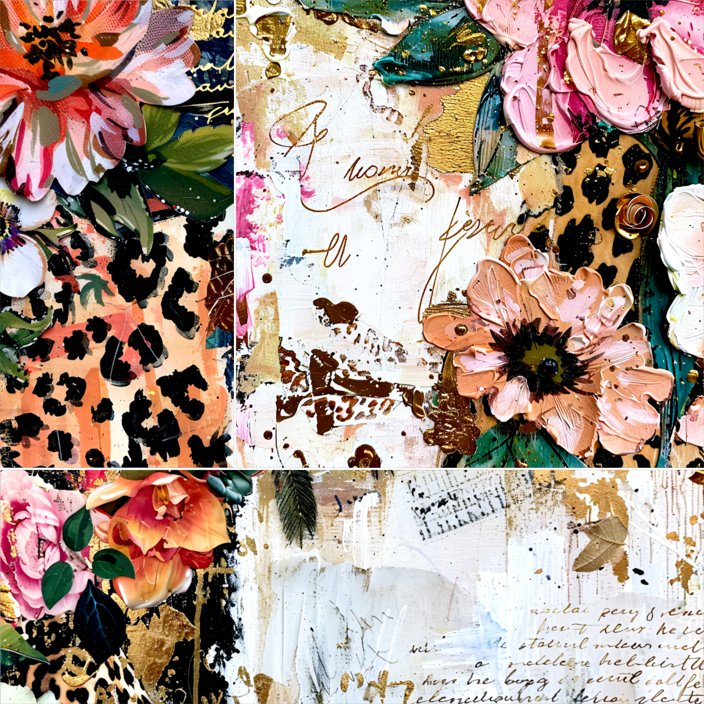 Floral Leopard Mixed Media 3