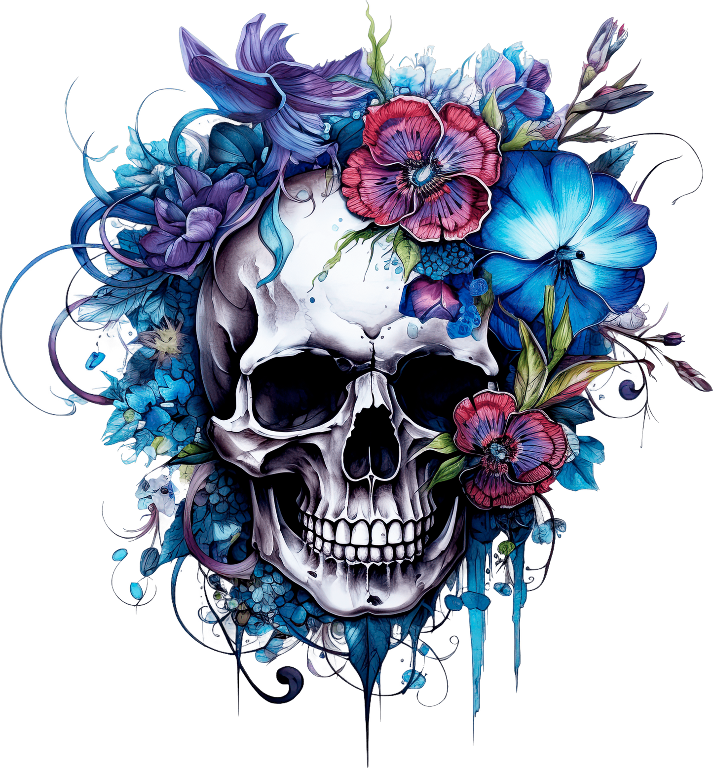 CLEAR Floral Skull 1