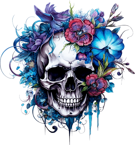 CLEAR Floral Skull 1