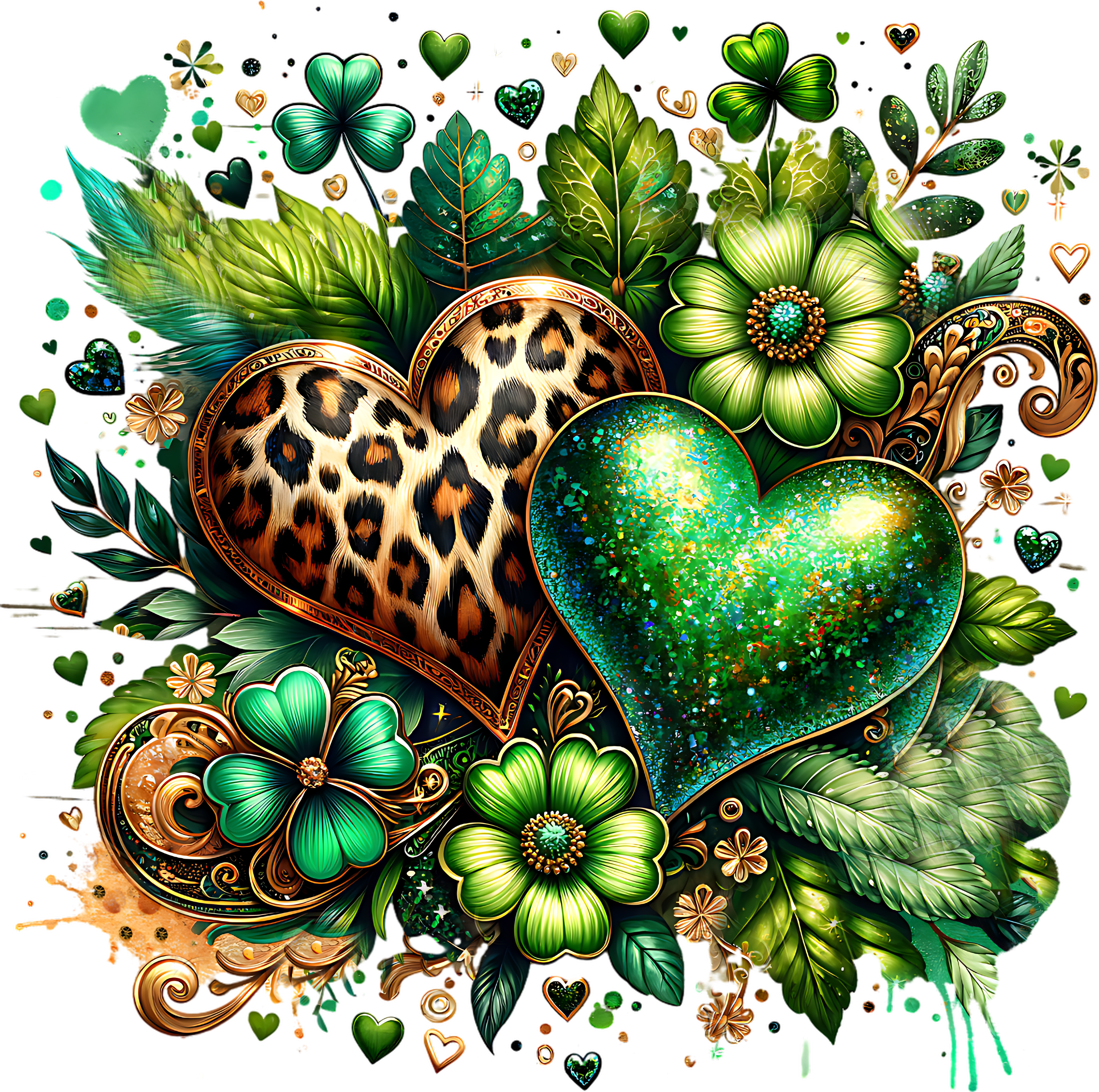 St. Patrick's Day Collection- Leopard Heart UVDTF decal