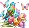 Hummingbird in flowers 2