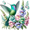 Hummingbird in Flowers