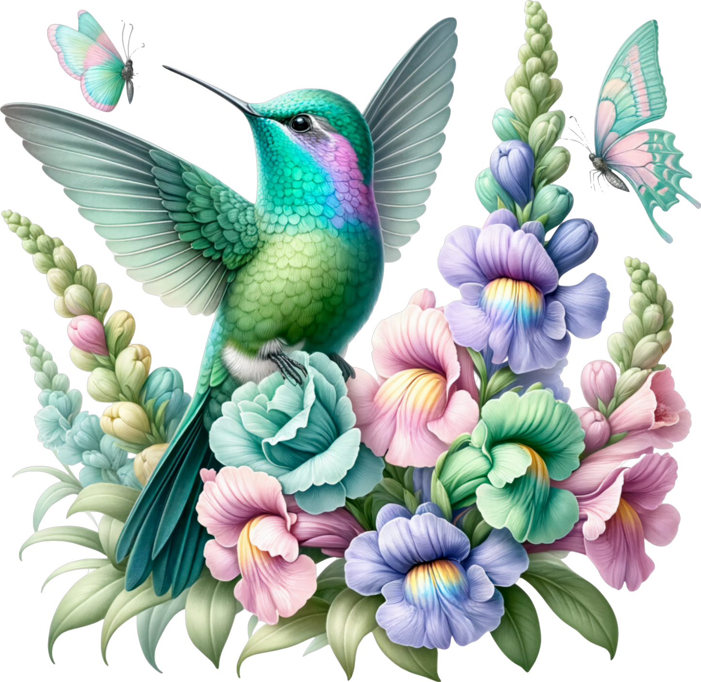 Hummingbird in Flowers