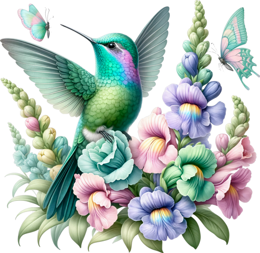 Hummingbird in Flowers