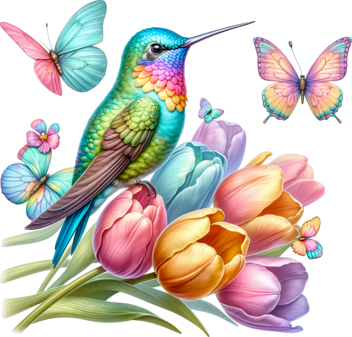 Hummingbird in flowers 2