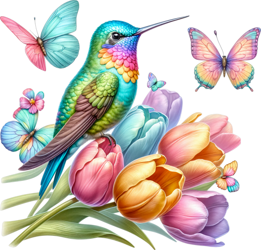 Hummingbird in flowers 2