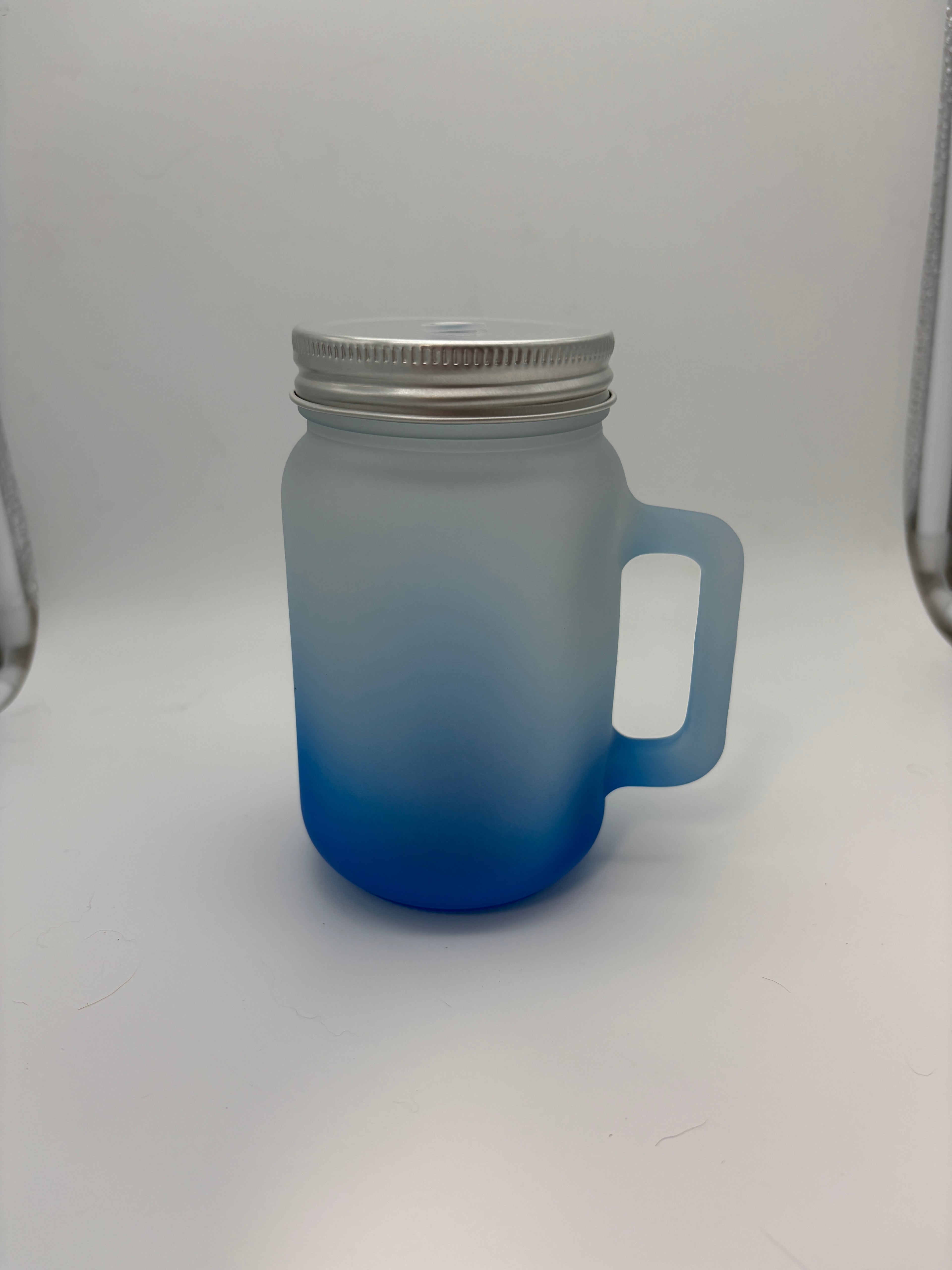 17oz frosted ombre mason w/handle