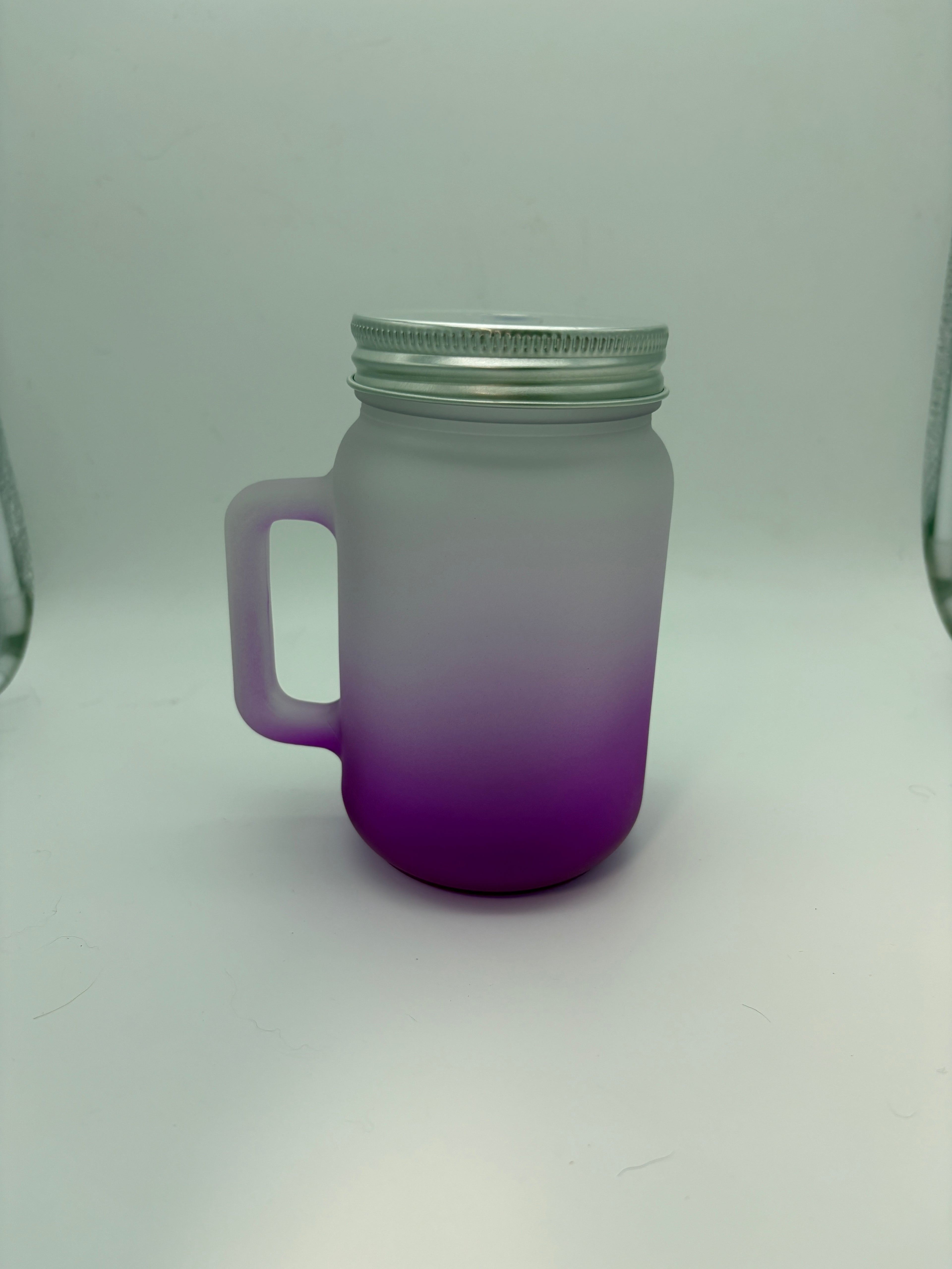 17oz frosted ombre mason w/handle