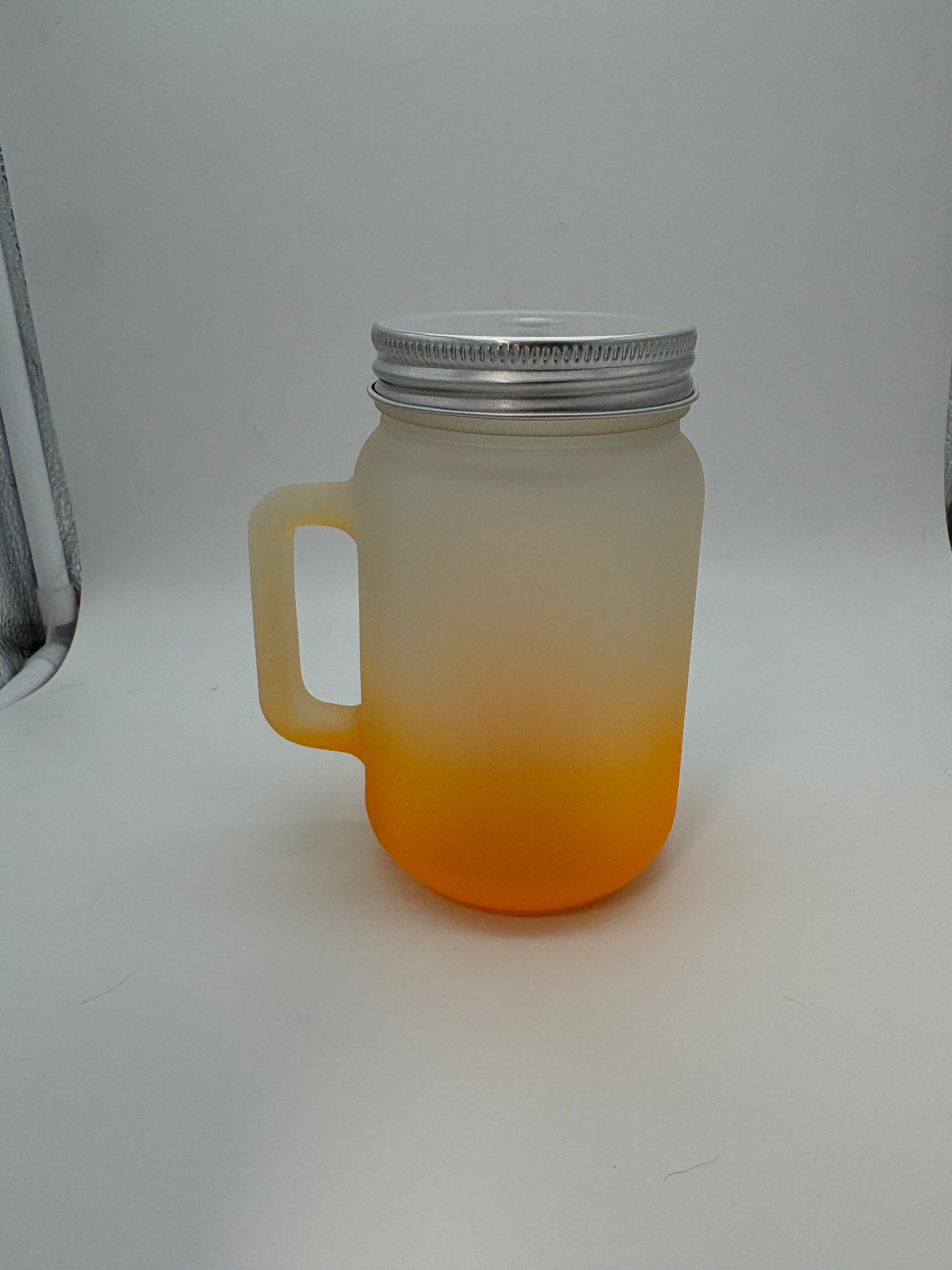 17oz frosted ombre mason w/handle