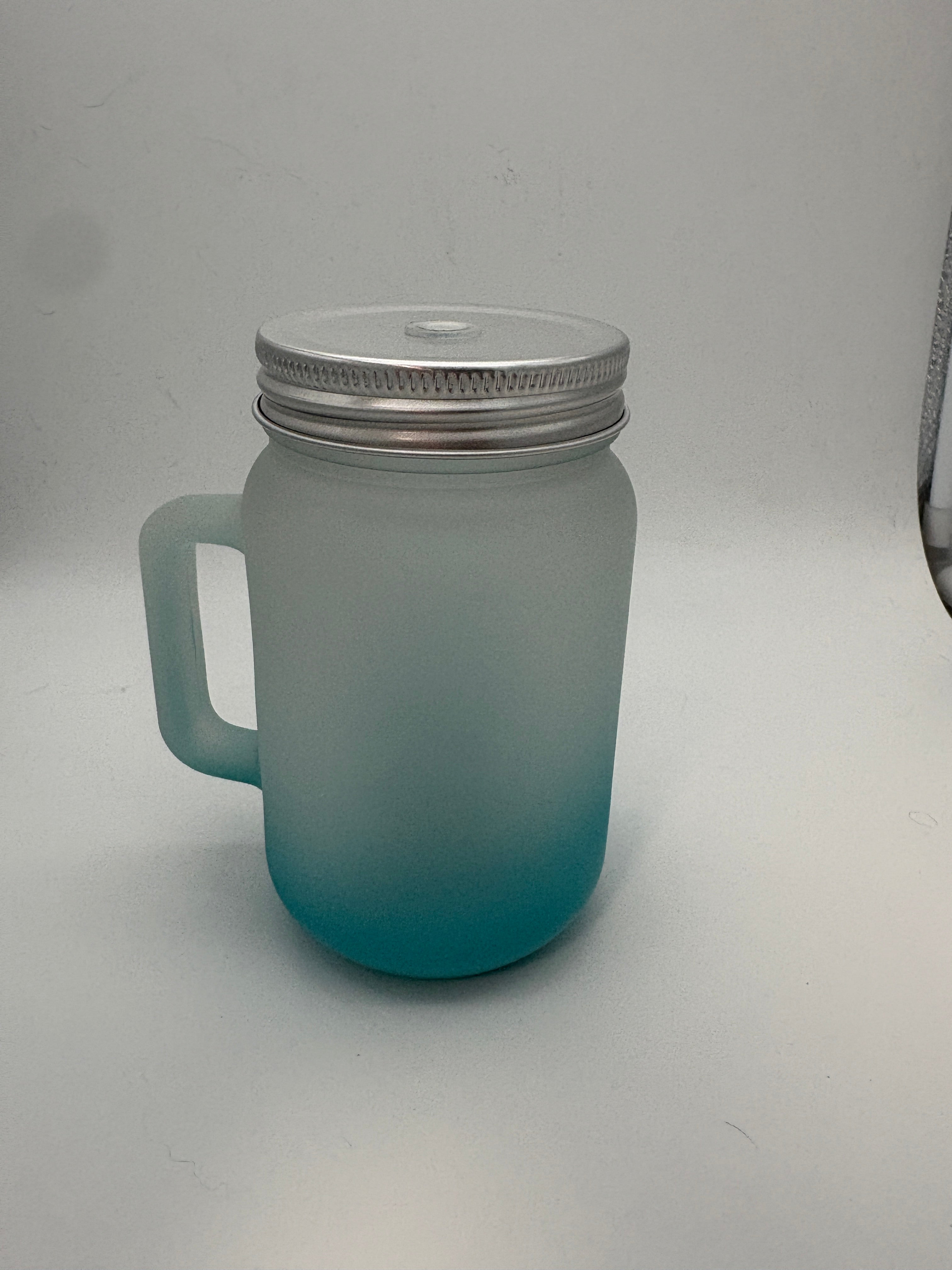 17oz frosted ombre mason w/handle