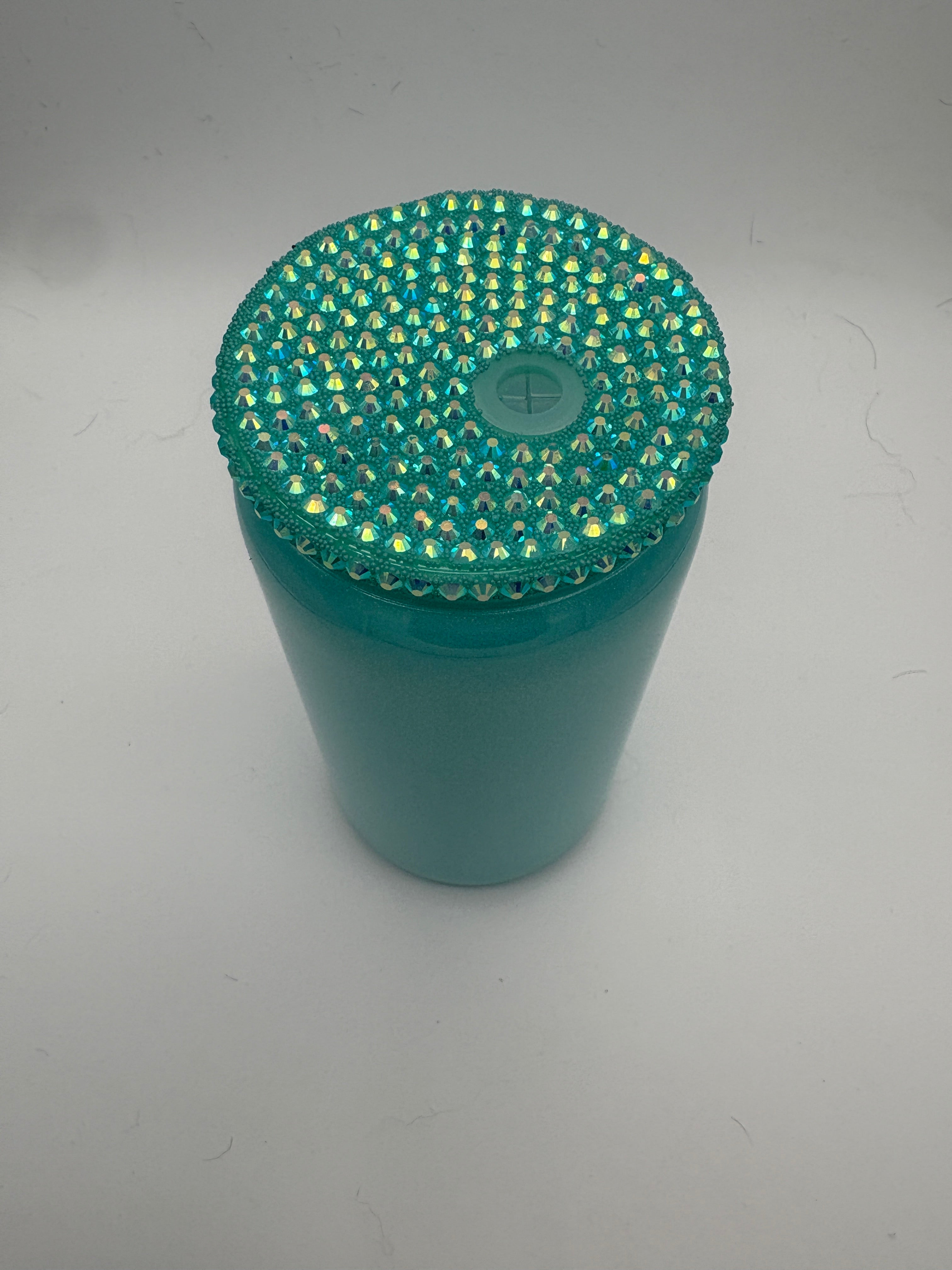 16oz Glass Can- Solid color with Rhinestone Lid