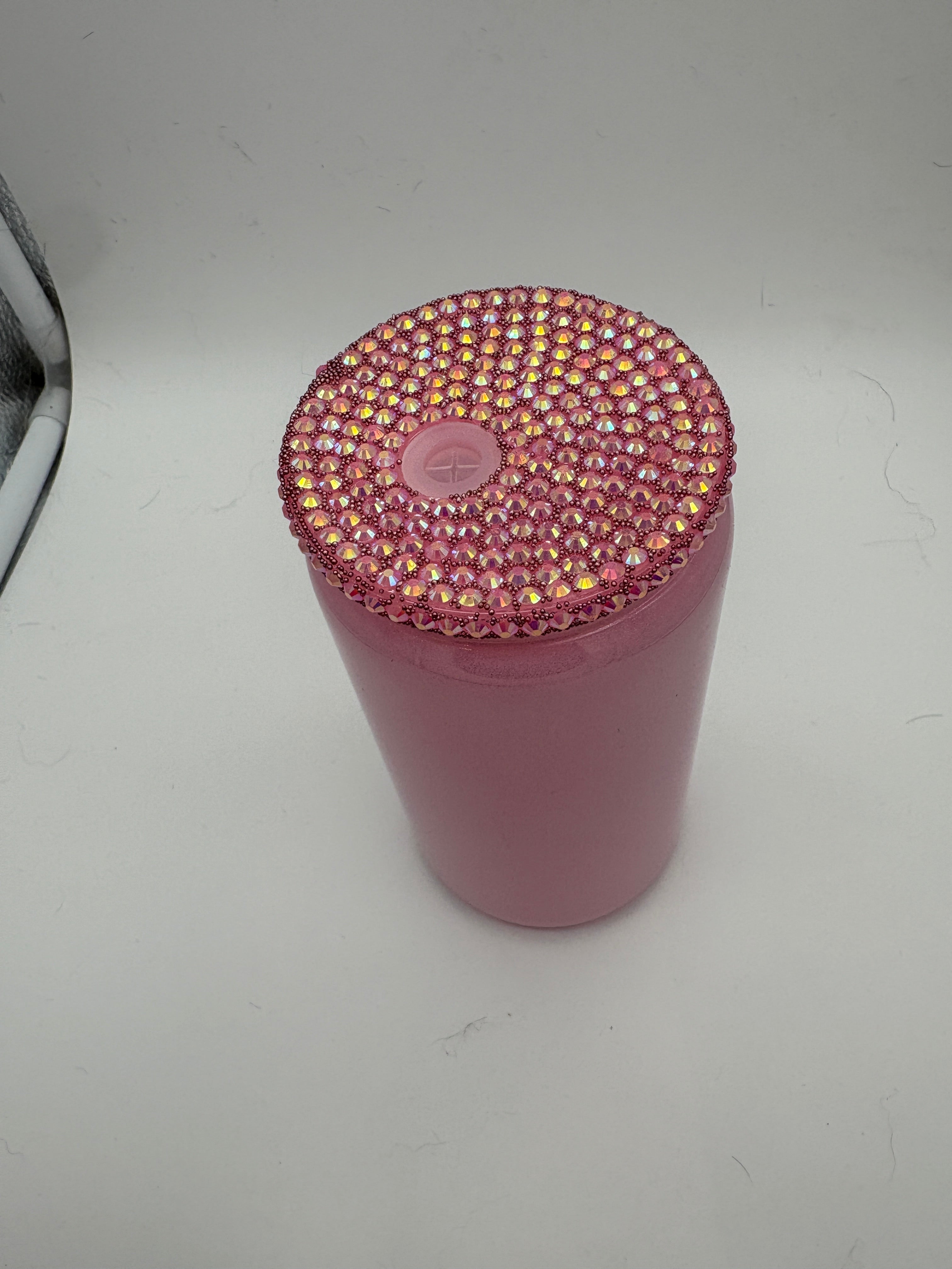 16oz Glass Can- Solid color with Rhinestone Lid